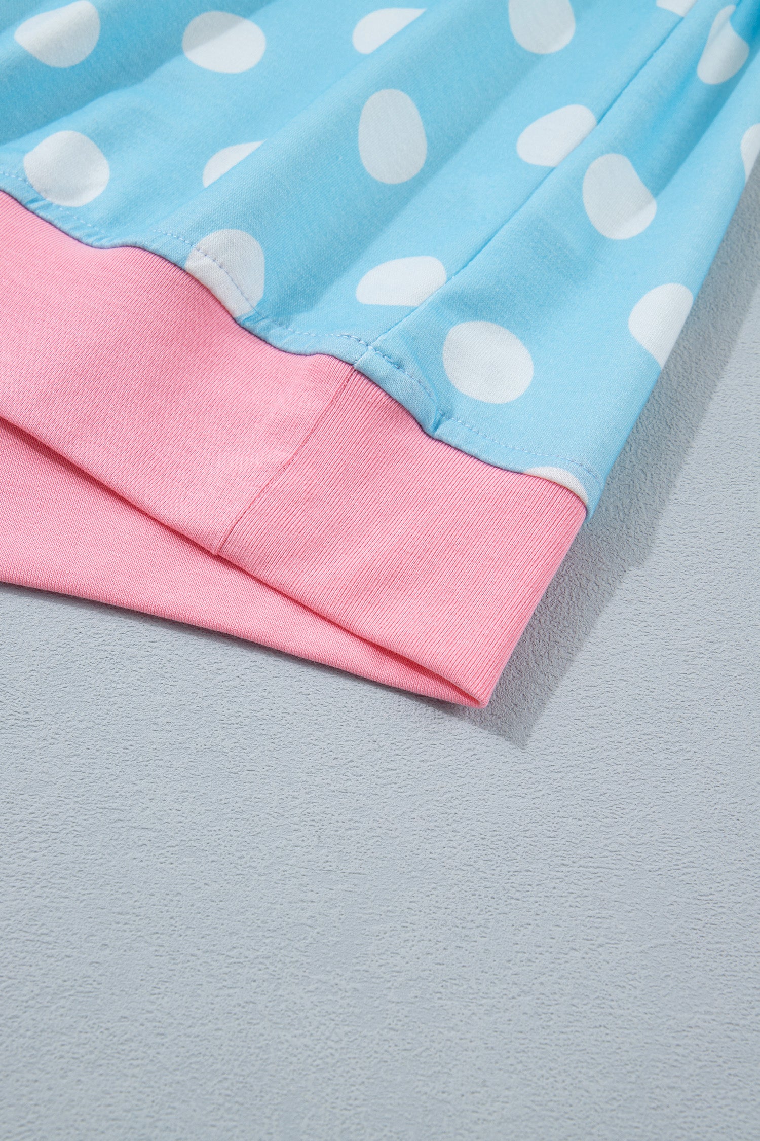 Polka Dot Contrast Edge Casual Short Set Pink Sky Blue Women S-XL