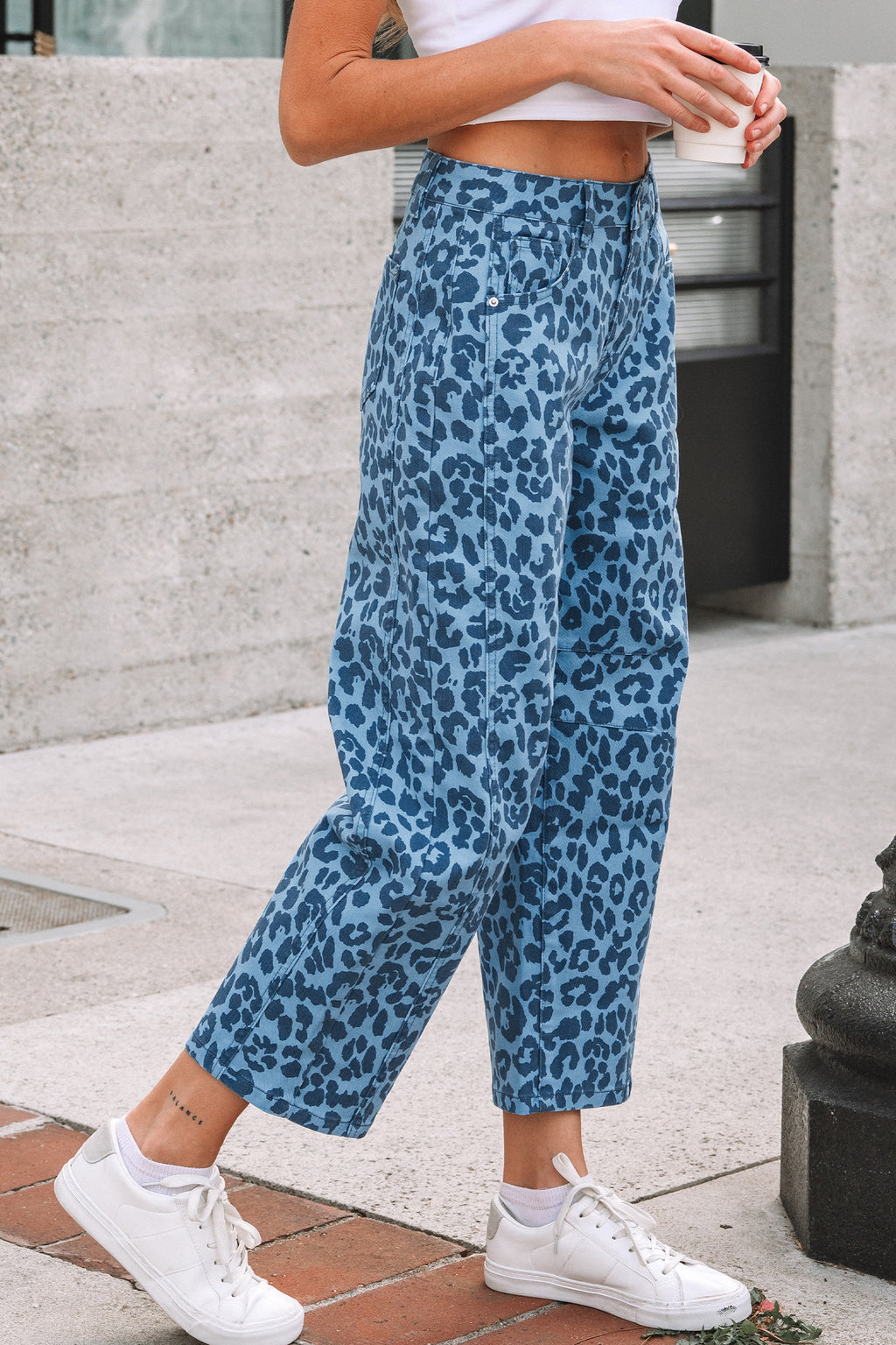 Shop Leopard Print Straight Loose Leg Jeans UK 8-20 at LivelyLooks