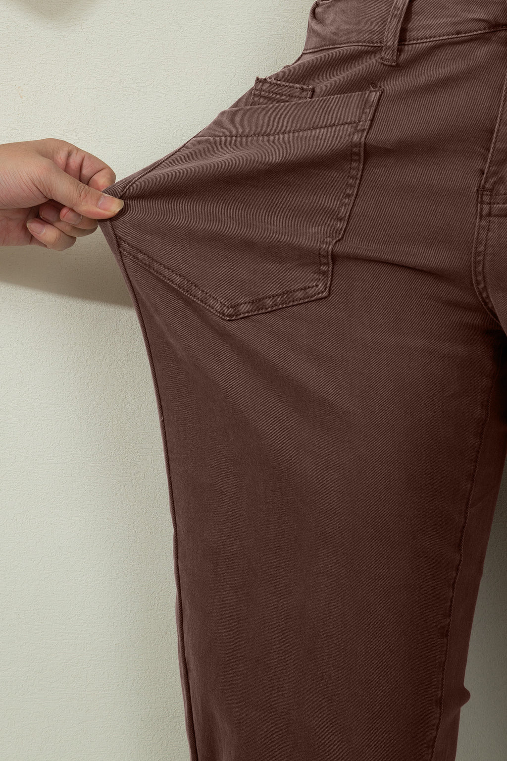 Brown Barrel Leg Jeans Square Patch Pocket Ankle Length UK 4-16