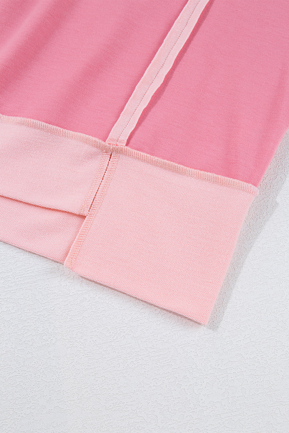 Peach Blossom Half Sleeve Raw Seam High-Low Side Split Top