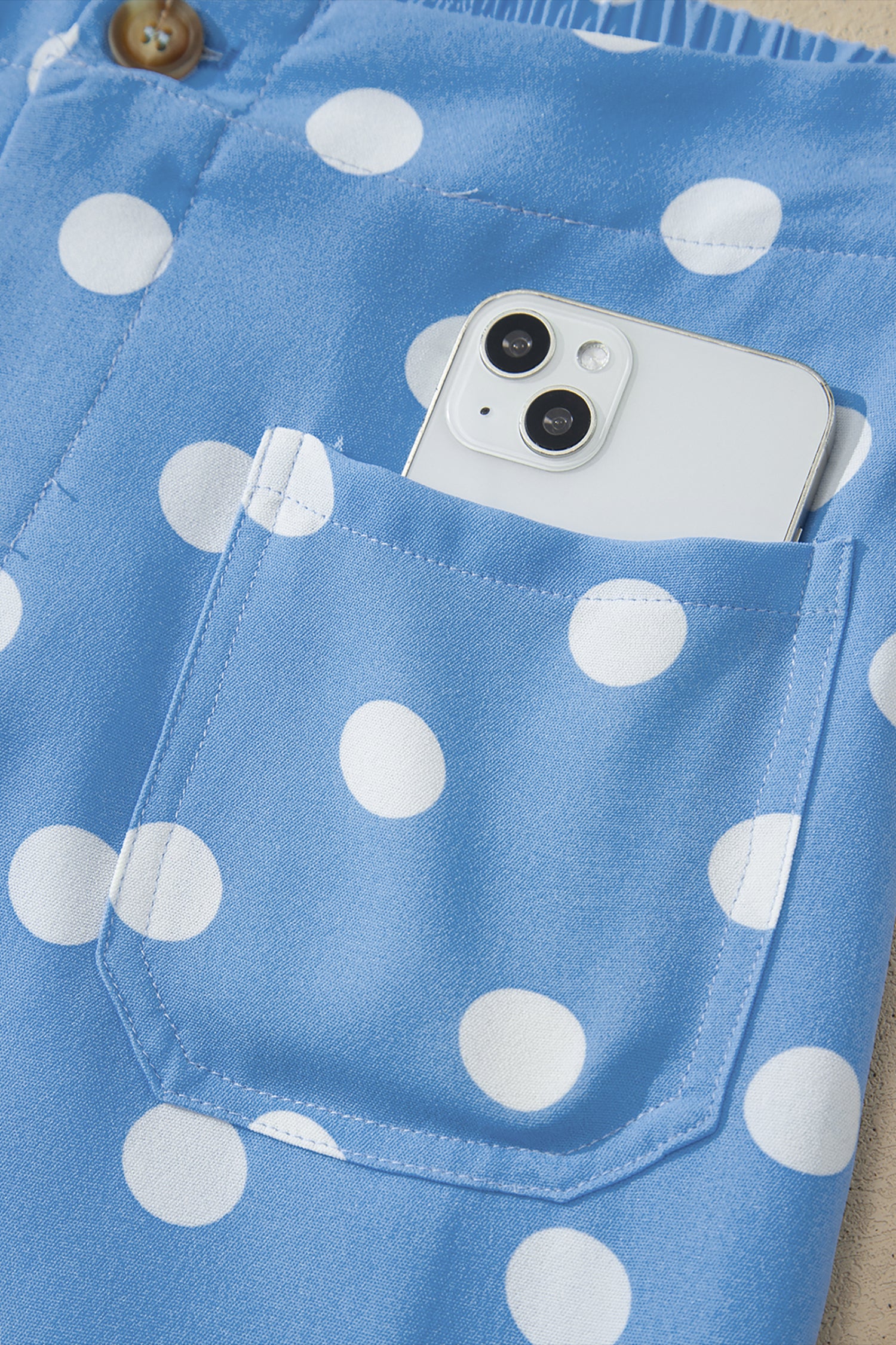 Sky Blue Polka Dot Wide Leg Trousers | Sizes S-XL