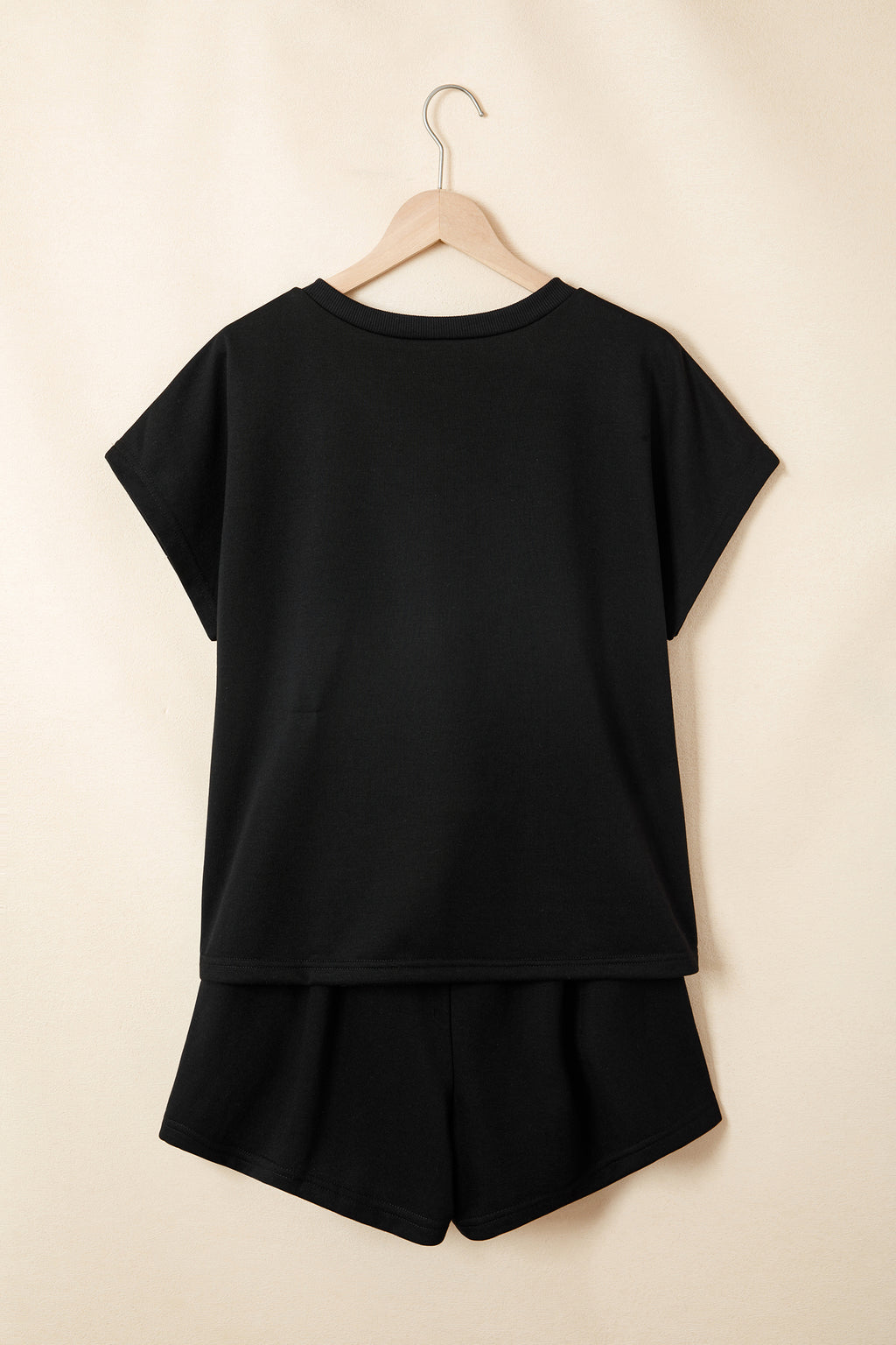 Shop White Black Leopard Bow V Neck Tee & Drawstring Shorts Set 2pcs S-XL at LivelyLooks