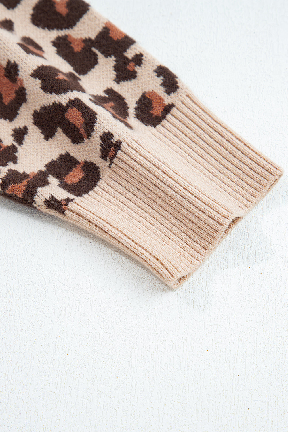Women's Khaki Leopard Print High Neck Shift Mini Sweater Dress at LivelyLooks