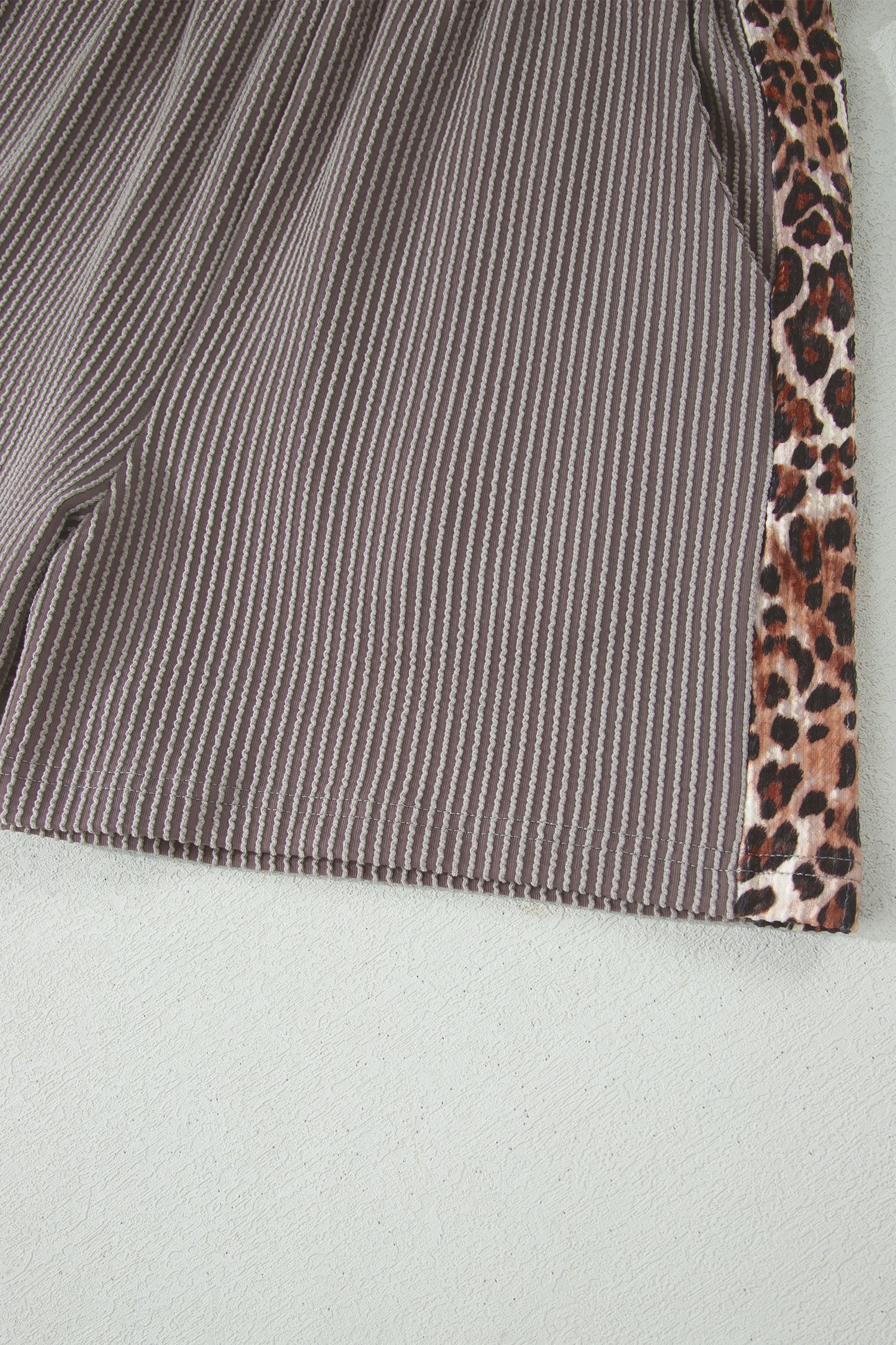 Ribbed Twist Short Set with Leopard Trim | Sky Blue, Light Grey & Sachet Pink