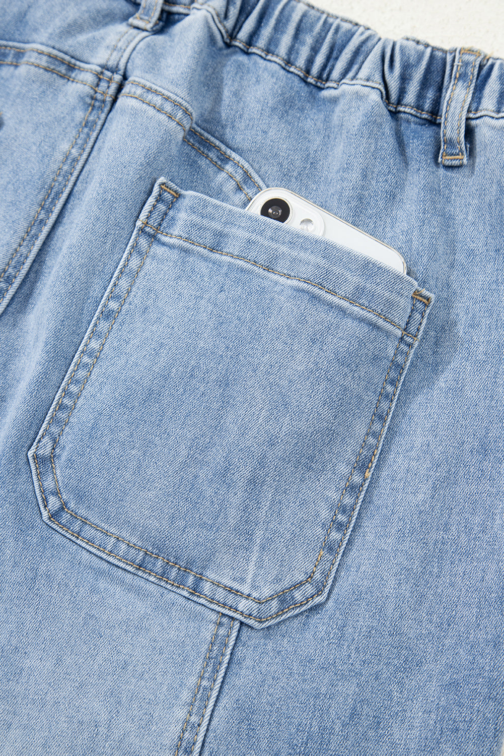 Shop Drawstring Seam Detail Raw Hem Wide Leg Denim Jeans UK 8-22 at LivelyLooks