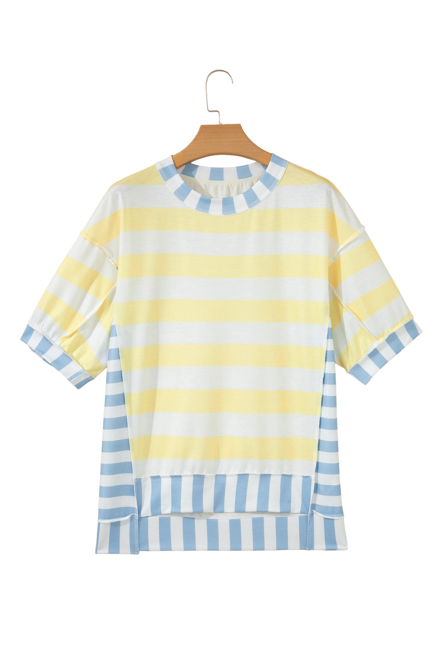Stripe Exposed Seam Contrast Patchwork Oversized Top