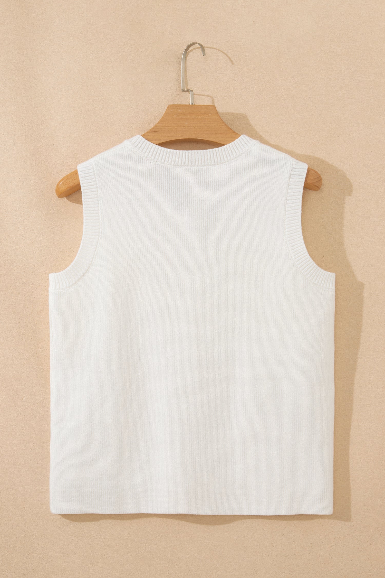 White Yellow Sleeveless Knit Button Sweater Vest Pockets S-XL