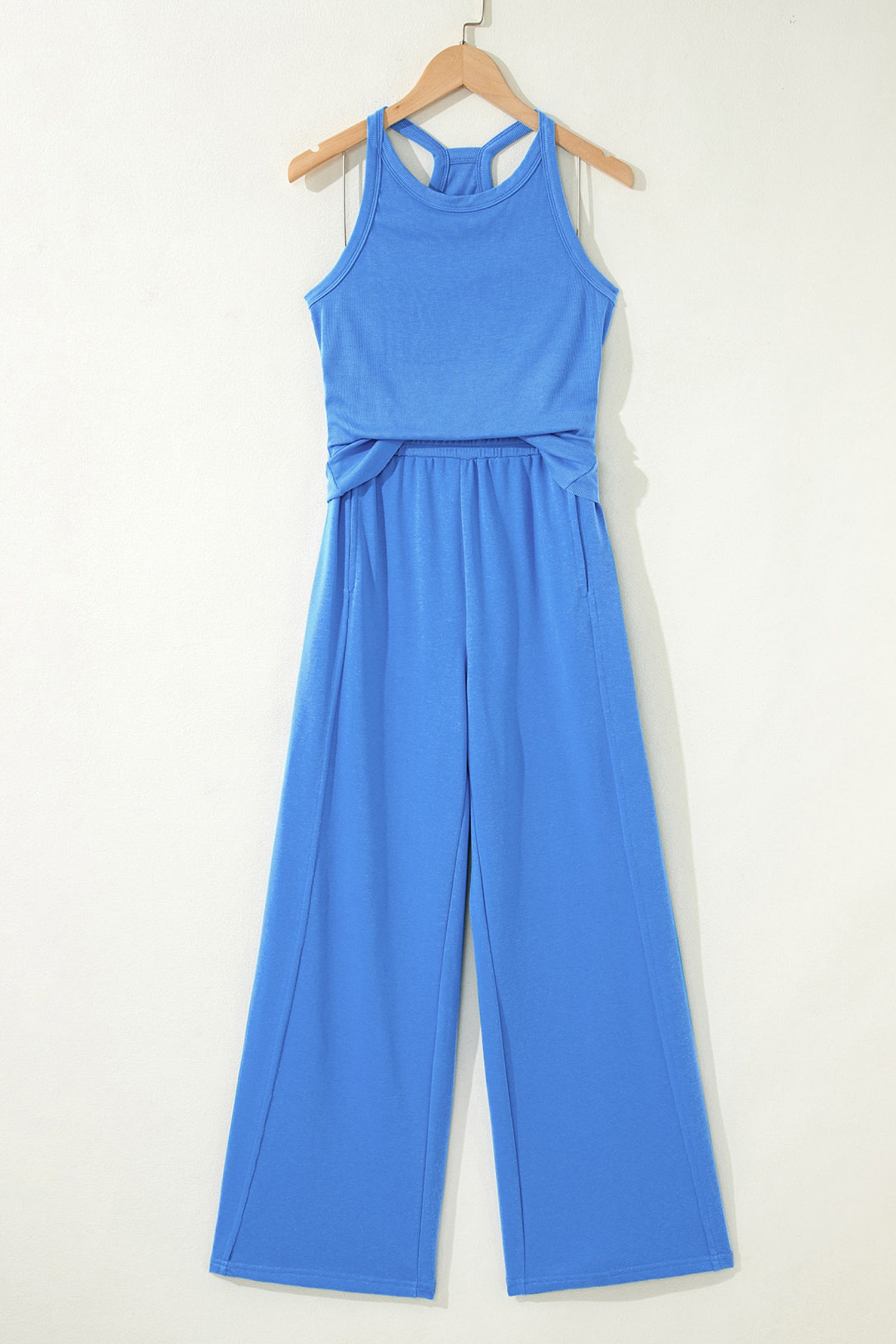 Ribbed Tank Top & Sweatpants Co-ord Set | Yellow Cream, Sky Blue, Pink, Green