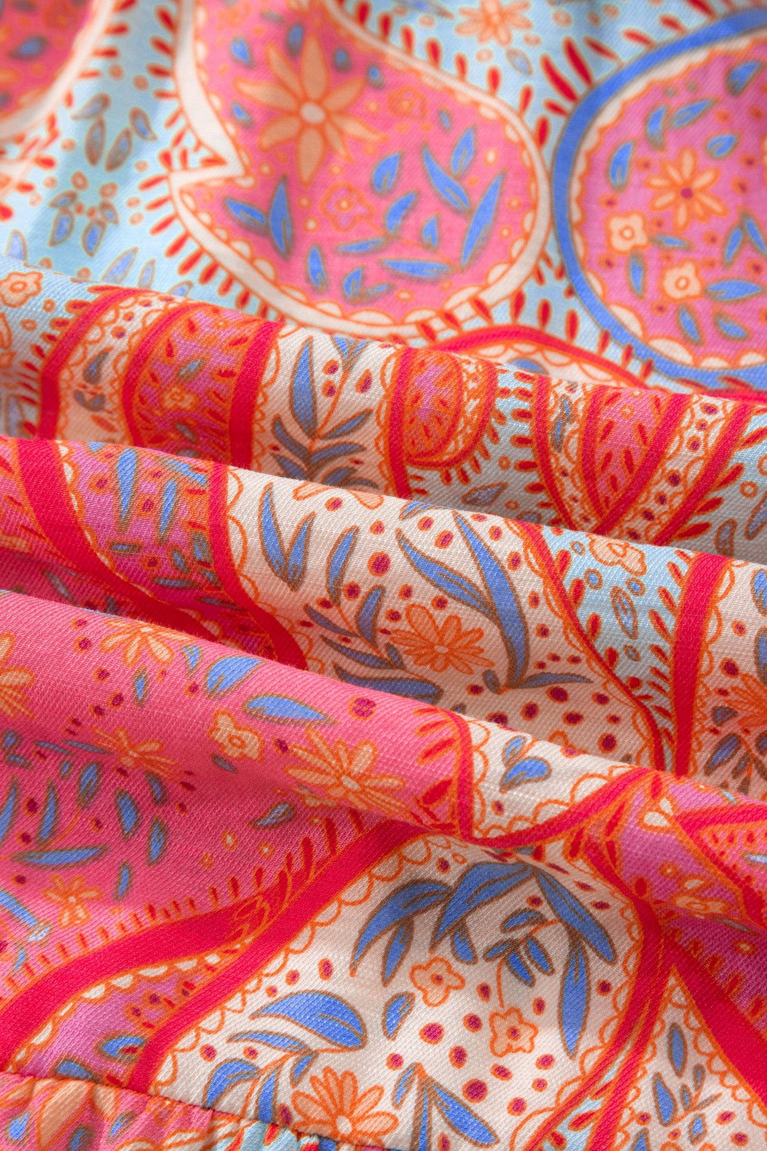 Multicolour Paisley Print V-Neck Flutter Sleeve Boho Maxi Dress