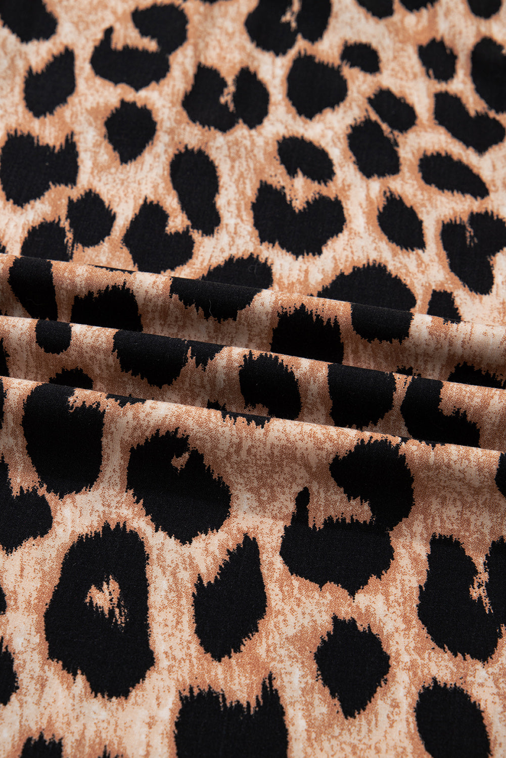 Women's Brown Leopard Print Smocked Detail Flowy Midi Dress at LivelyLooks