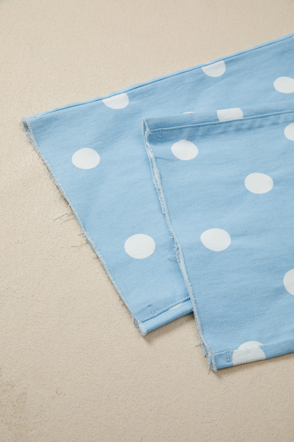 Khaki & Sky Blue Polka Dot Print Raw Hem High-Waist Shift Jeans | Sizes 4–16