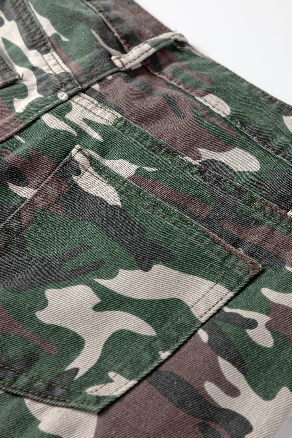 Green Camo Cargo Wide Leg Denim Pants