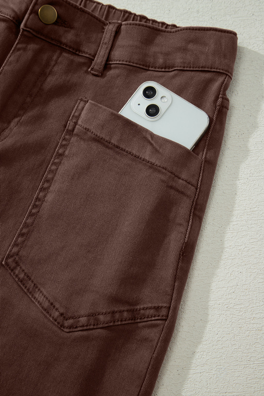 Brown Barrel Leg Jeans Square Patch Pocket Ankle Length UK 4-16