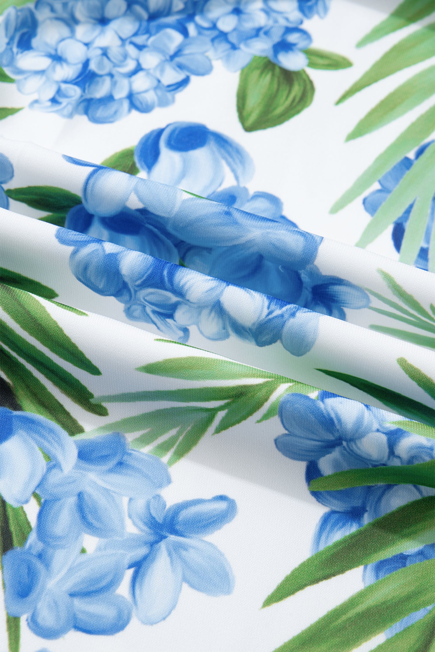 Sky Blue Palm Floral Print Contrast Ribbon Knot Ruffle Sleeve Mini Dress | UK 8–22