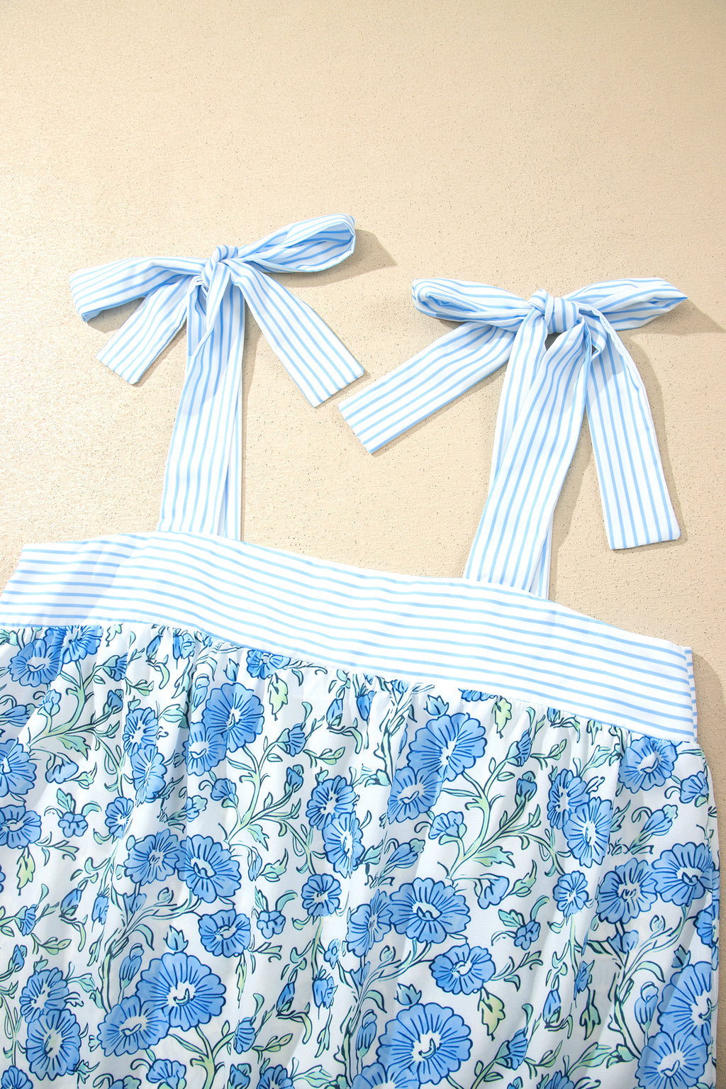 Sky Blue Floral Knot Strap 2pcs Short Set | Sizes 8–22