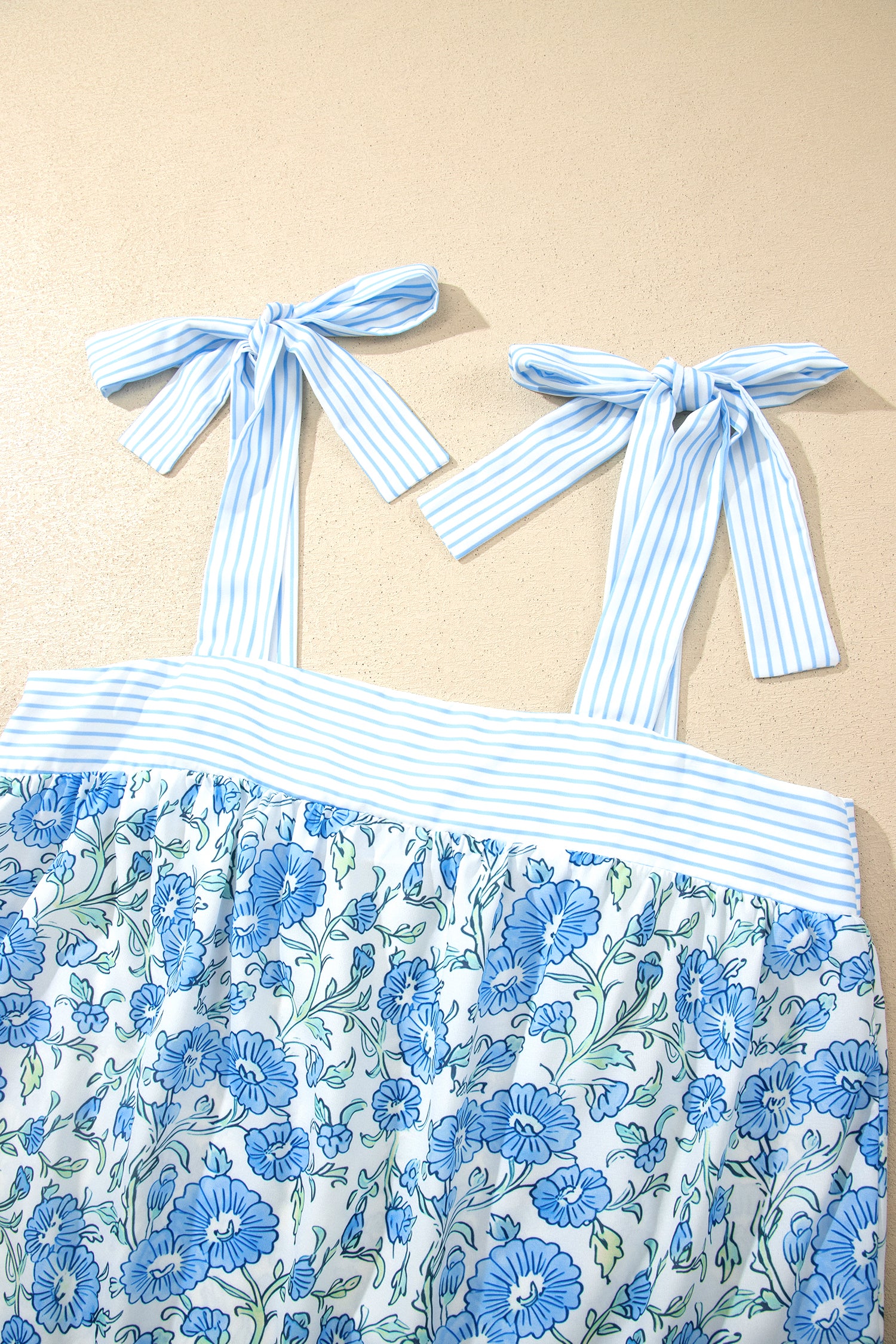 Sky Blue Floral Knot Strap 2pcs Short Set | Sizes 8–22