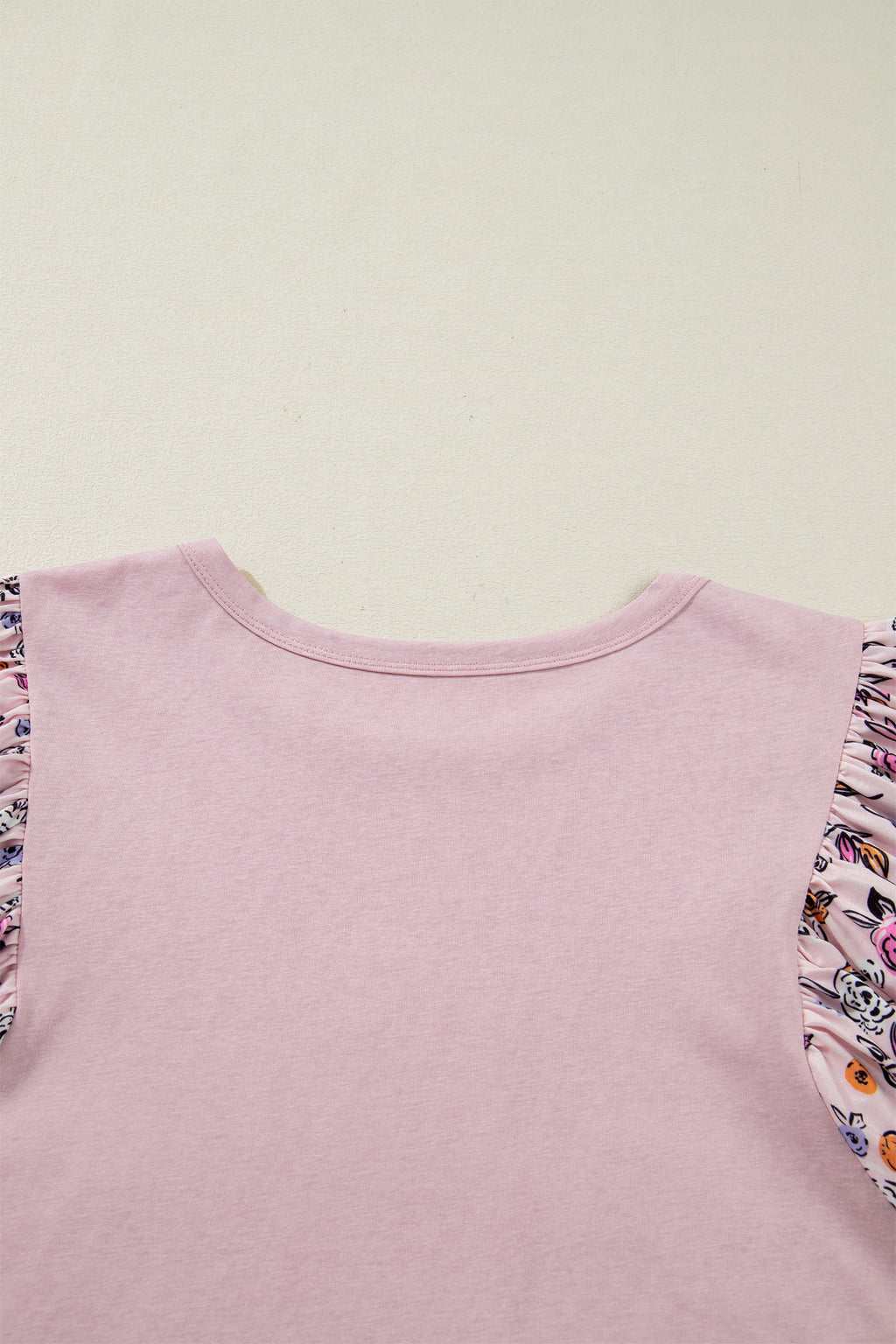 Women's Pink Contrast Floral Patched Flowy Half Sleeve Blouse at LivelyLooks