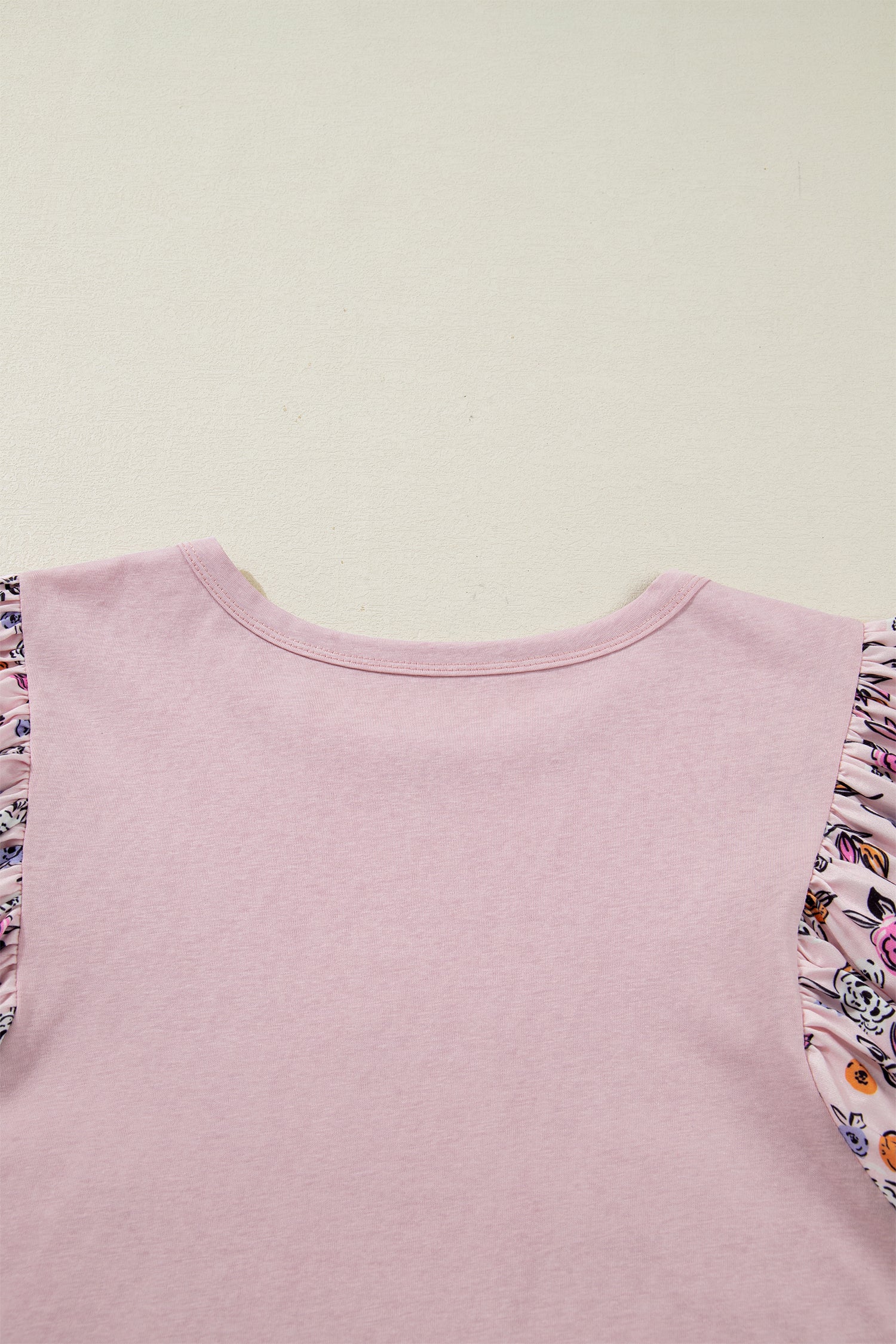Women's Pink Contrast Floral Patched Flowy Half Sleeve Blouse at LivelyLooks