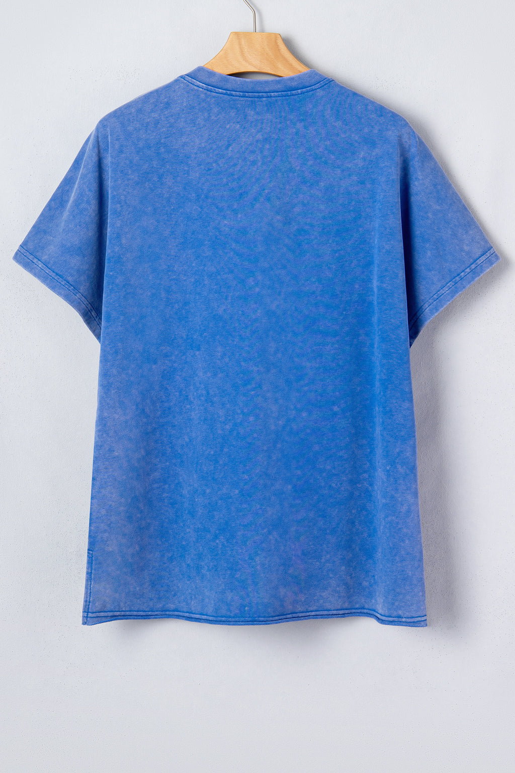 Women's White & Sky Blue Star Patch Notched Neck Mineral Wash Dolman Tee at LivelyLooks