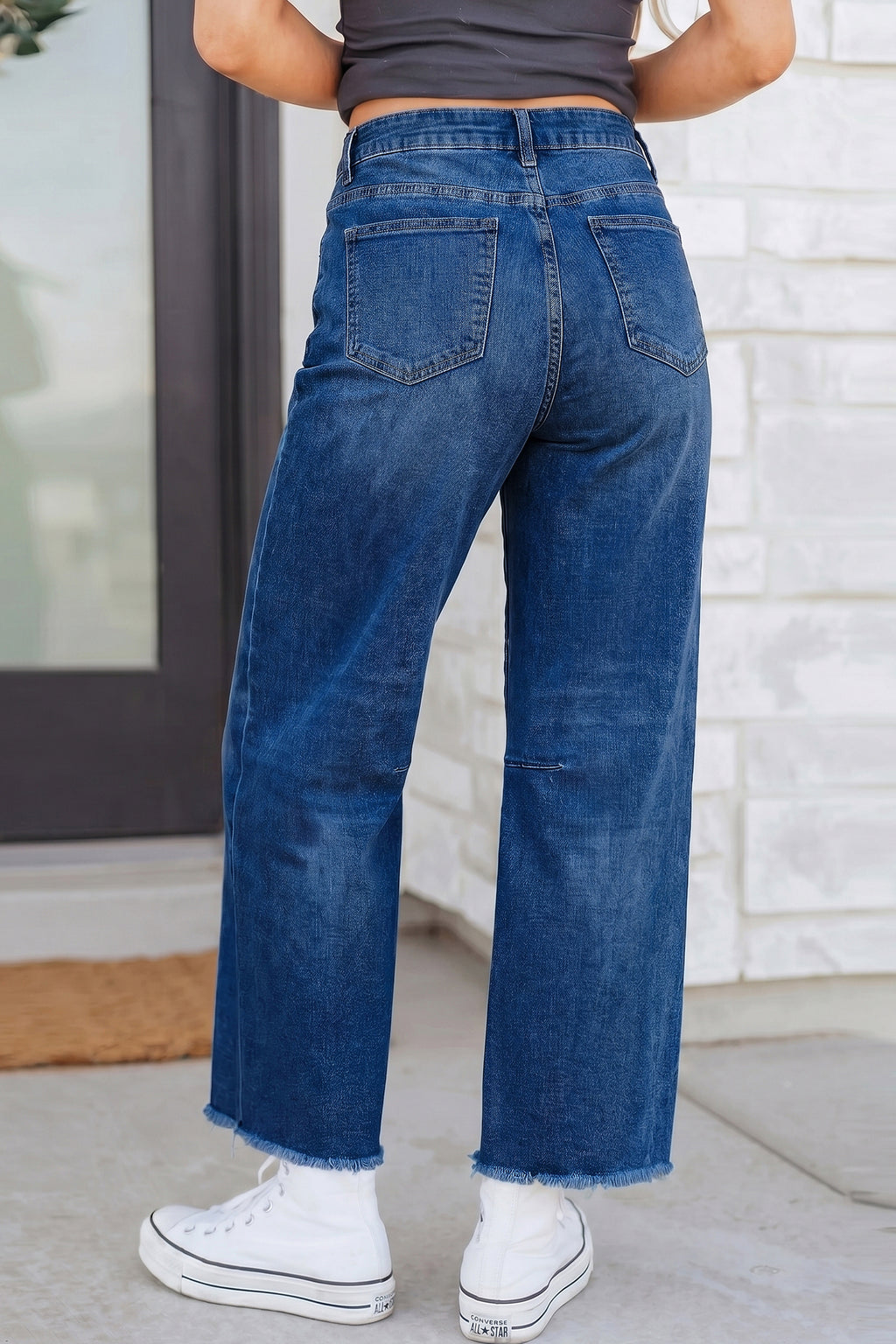 Women's Frayed Cropped Straight Leg Jeans UK 4-16 at LivelyLooks