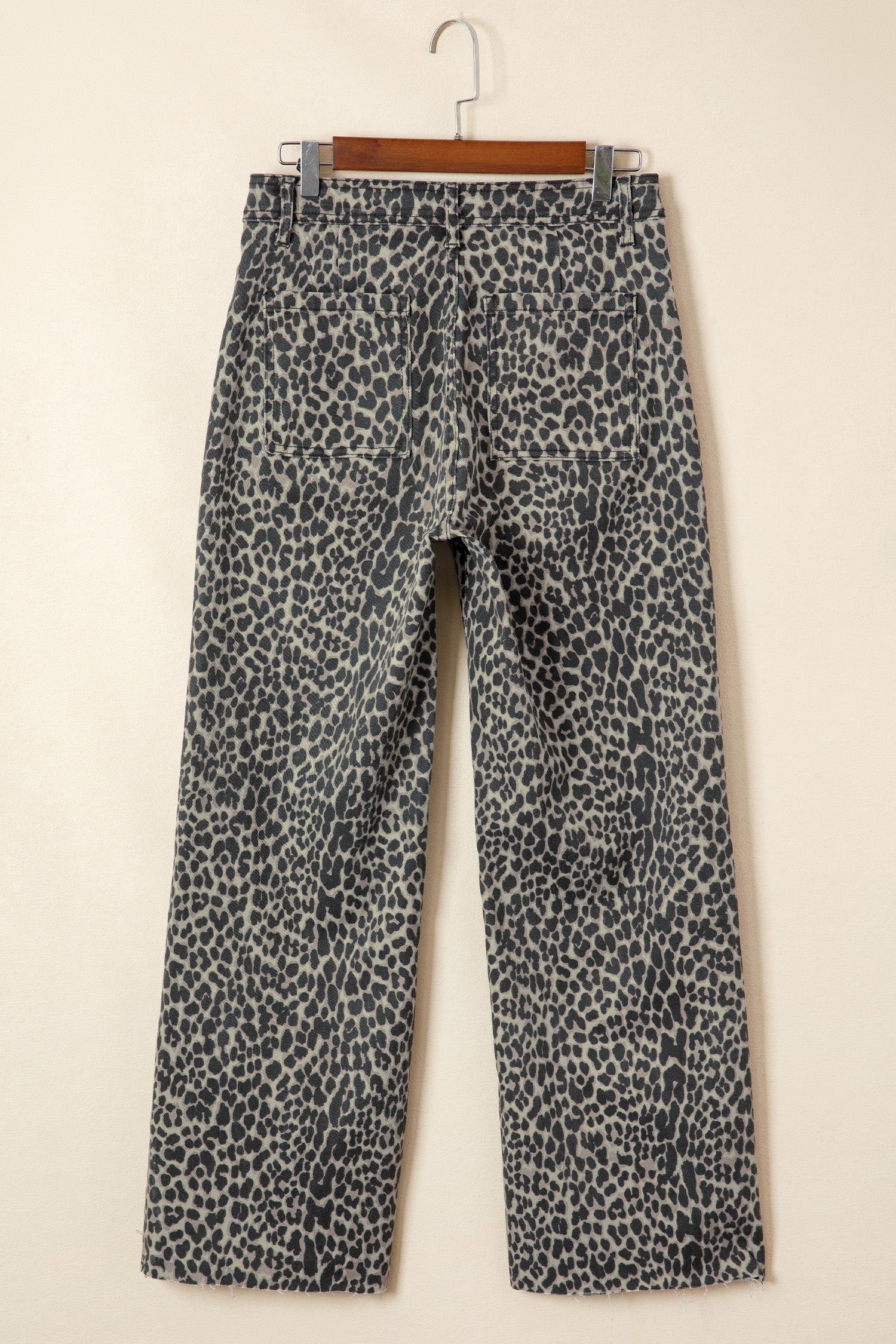 Shop Black Leopard Print High Waist Wide Leg Jeans UK 8-20 at LivelyLooks