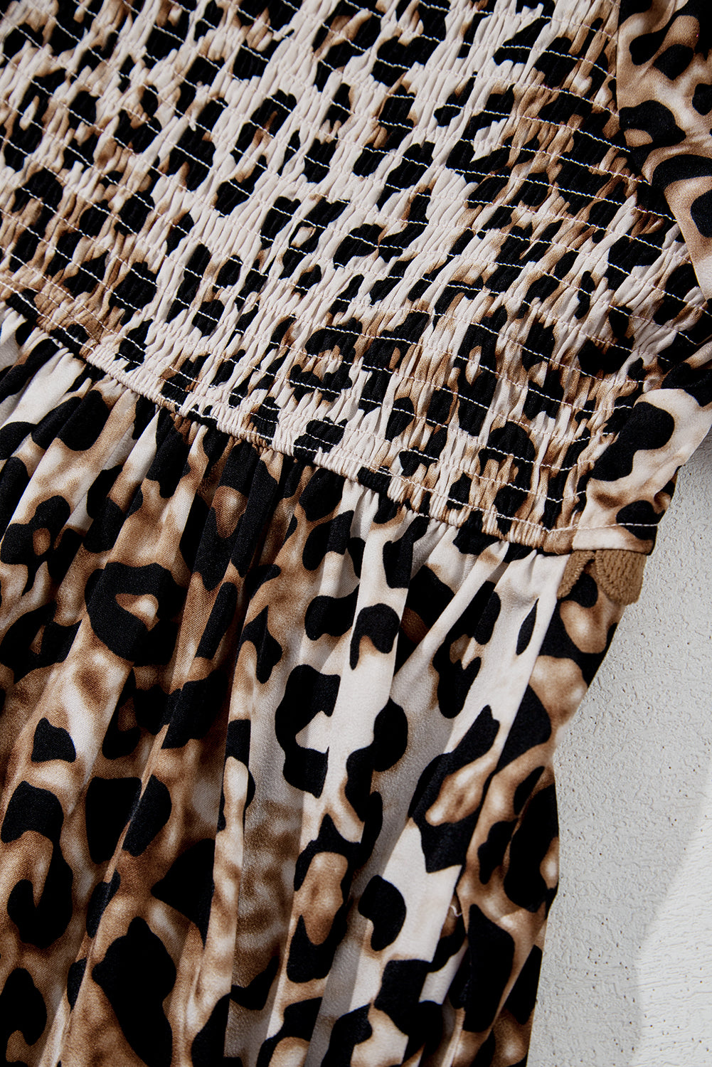 Women's Brown Leopard Print Bubble Sleeve Square Neck Maxi Dress at LivelyLooks