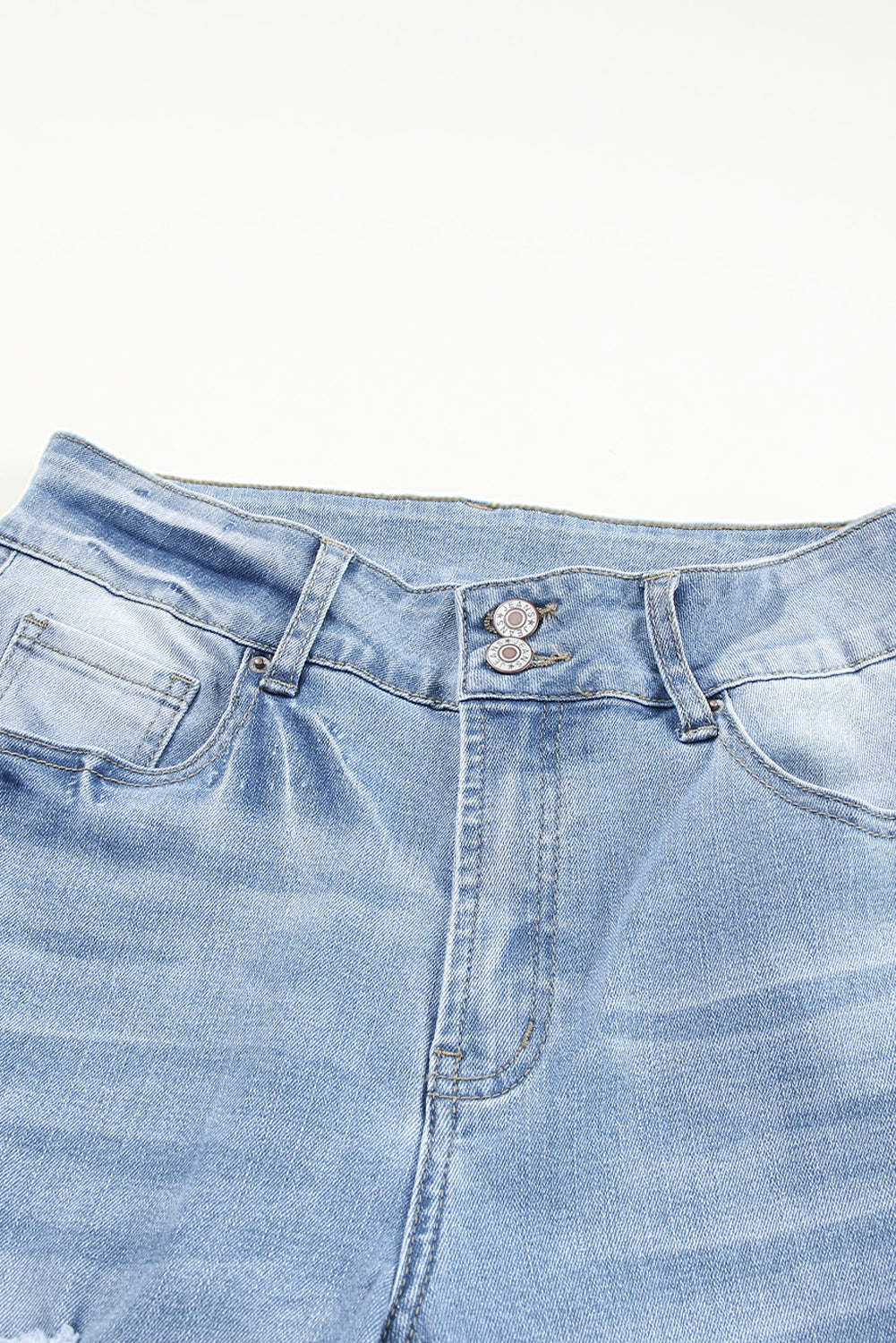 Shop Sky Blue High Waist Distressed Straight Leg Jeans UK 8-22 at LivelyLooks
