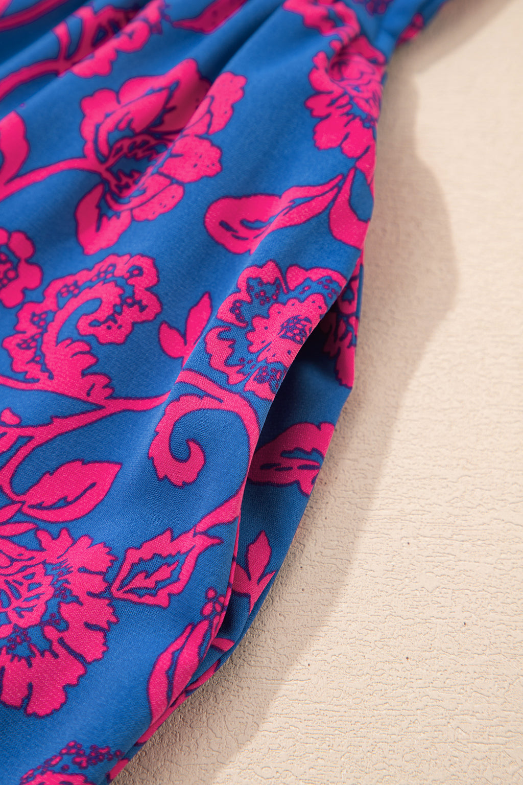 Women's Blue Floral Print Twisted V-Neck Tied Backless Maxi Dress at LivelyLooks