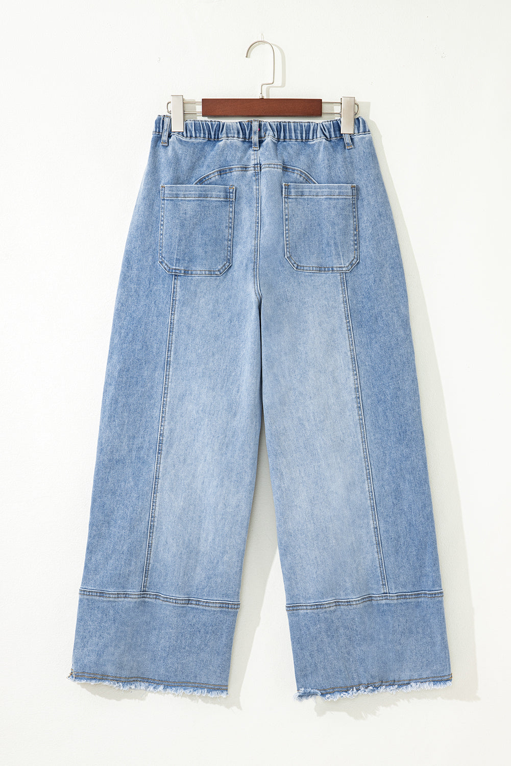 Shop Drawstring Seam Detail Raw Hem Wide Leg Denim Jeans UK 8-22 at LivelyLooks