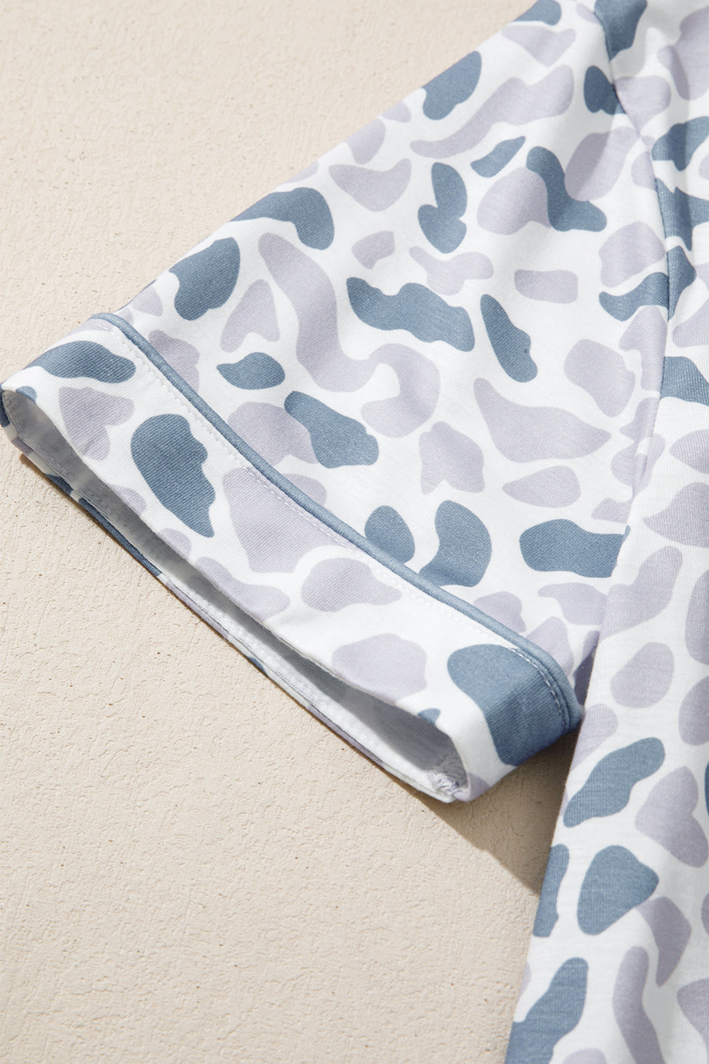 Camo & Polka Dot Lapel Shirt Drawstring Shorts Pyjama Set