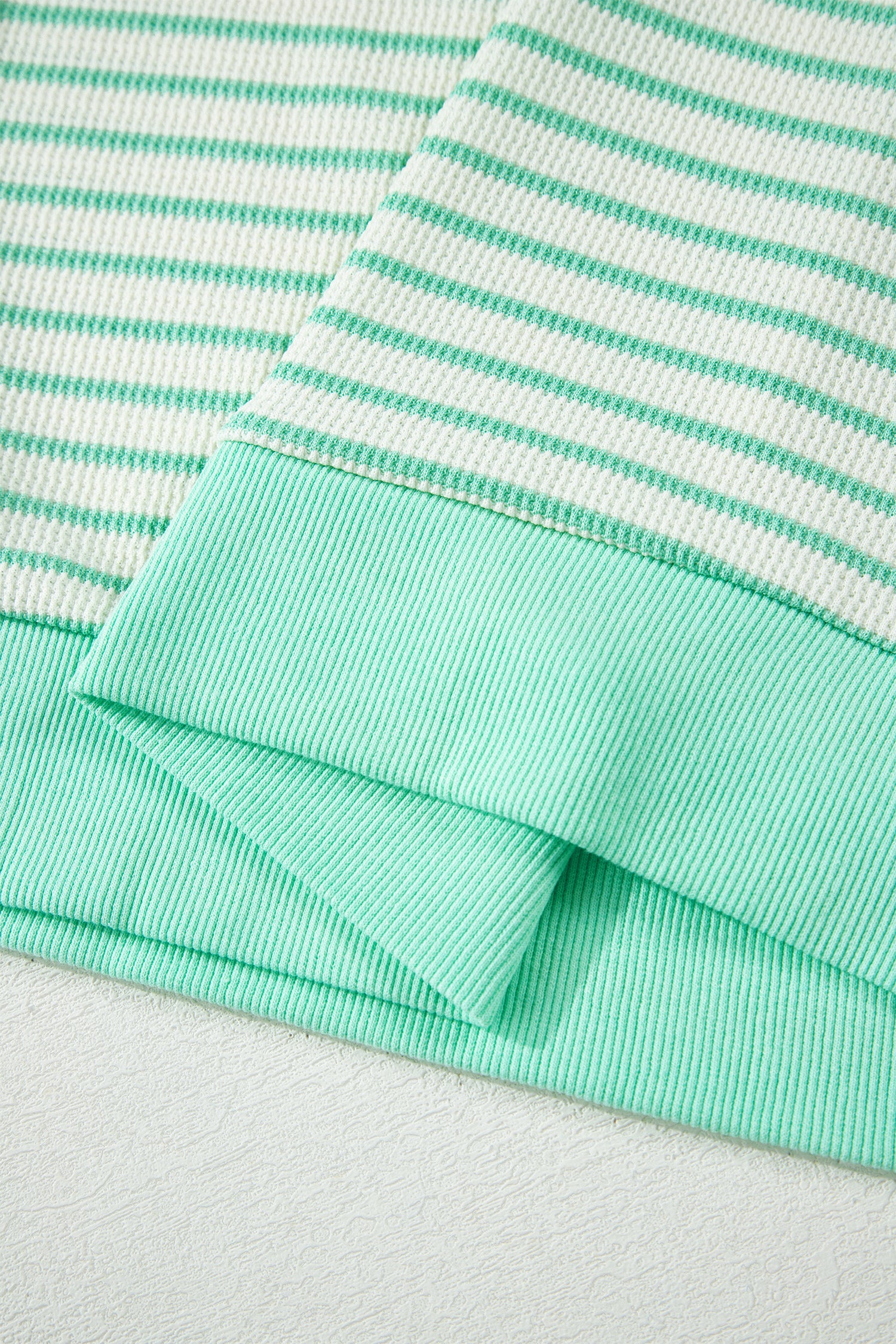 Shop Women's Stripe Colourblock Trim Round Neck Short Sleeve Tee Top Green at LivelyLooks