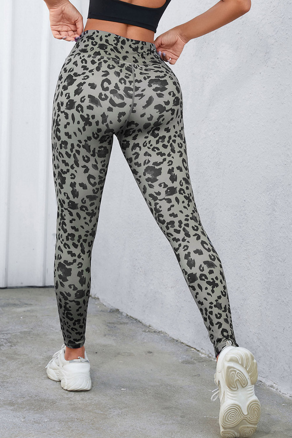 LivelyLooks Grey Classic Leopard Print Active Leggings Animal Pattern Gym Yoga Sports Tights women's fashion