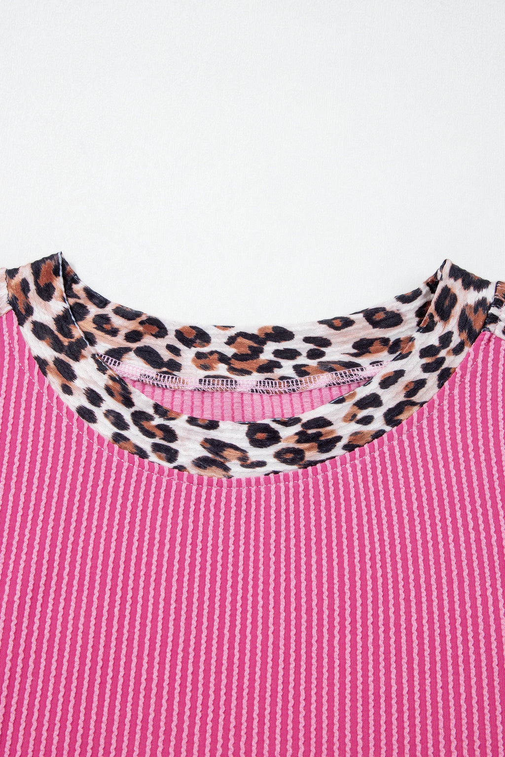 Ribbed Twist Short Set with Leopard Trim | Sky Blue, Light Grey & Sachet Pink