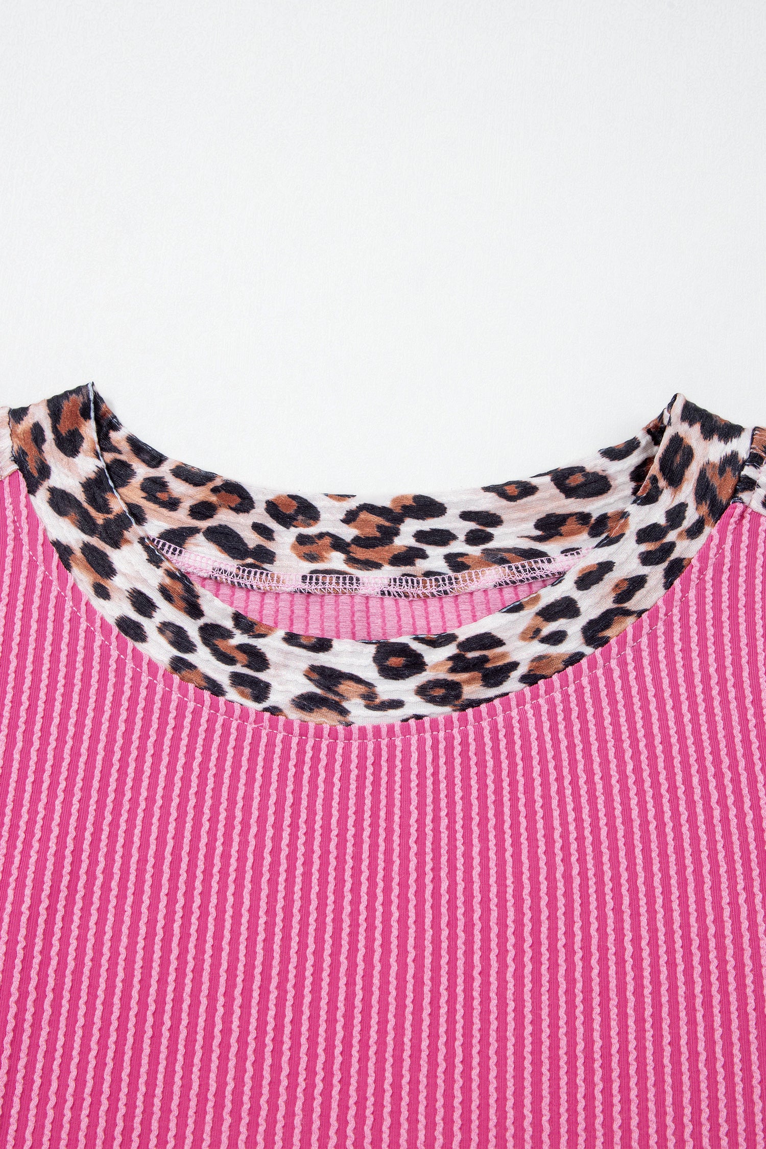 Ribbed Twist Short Set with Leopard Trim | Sky Blue, Light Grey & Sachet Pink