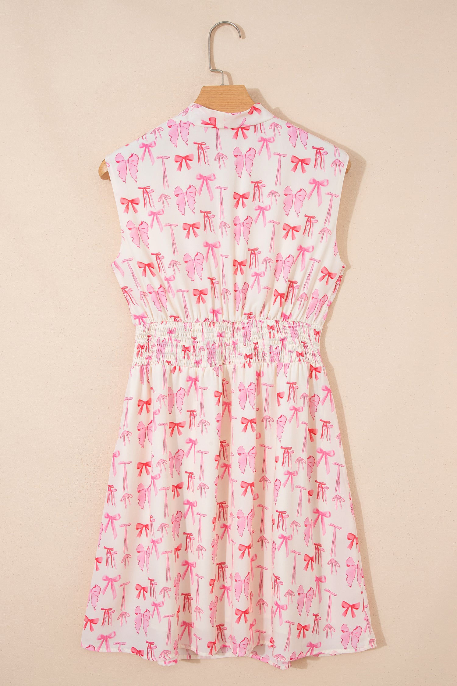 LivelyLooks Pink Full Zip Cinched Waist Sleeveless Bow Mini Dress women's fashion