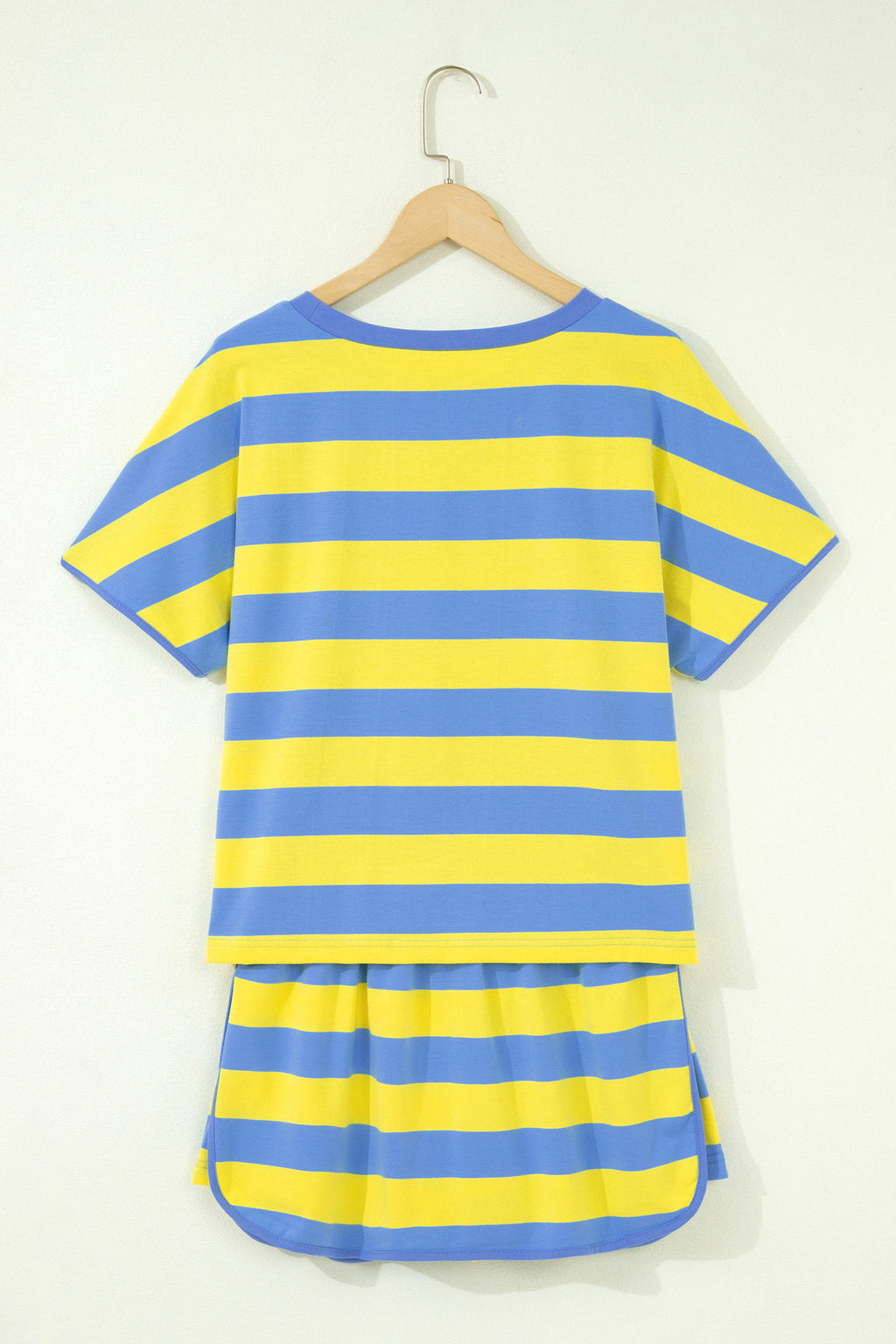Striped Dolman Tee & Drawstring Skort Set – Pink, Rose & Yellow