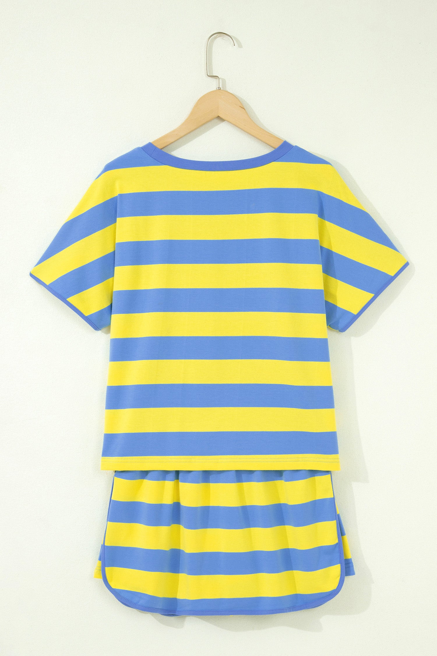 Striped Dolman Tee & Drawstring Skort Set – Pink, Rose & Yellow