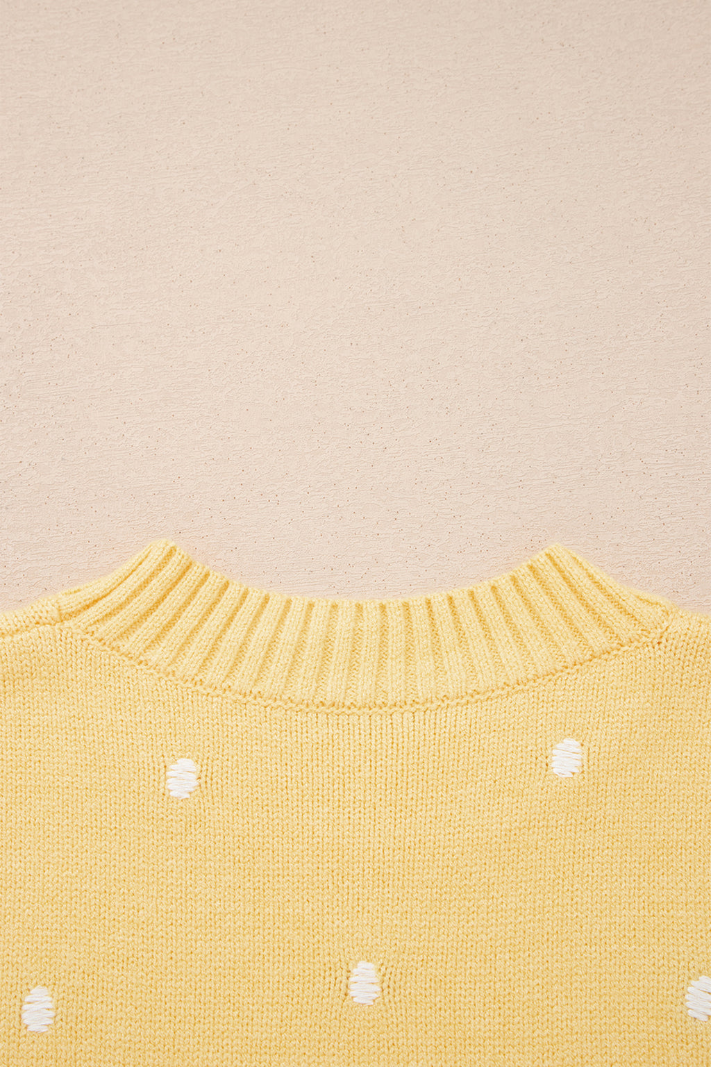 LivelyLooks Yellow Cream Elegant Polka Dot Bubble Short Sleeve Sweater women's fashion
