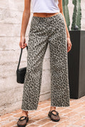 Shop Yellow Leopard Print Straight Loose Leg Jeans UK 8-20 at LivelyLooks