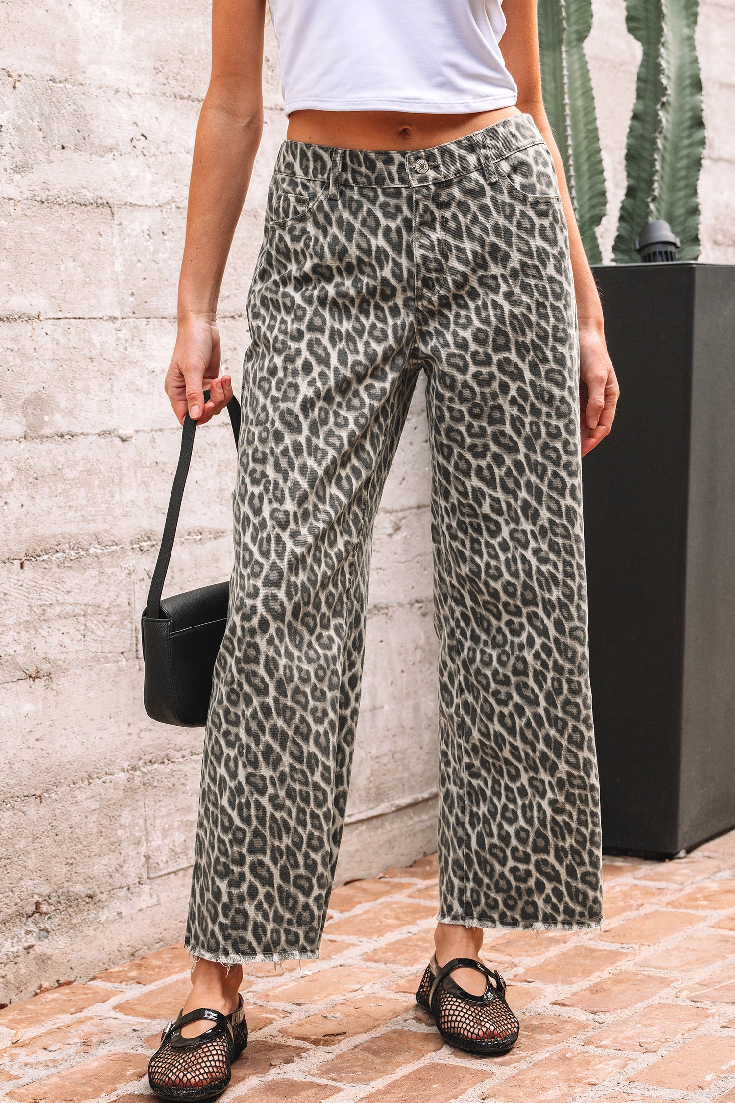 Shop Yellow Leopard Print Straight Loose Leg Jeans UK 8-20 at LivelyLooks