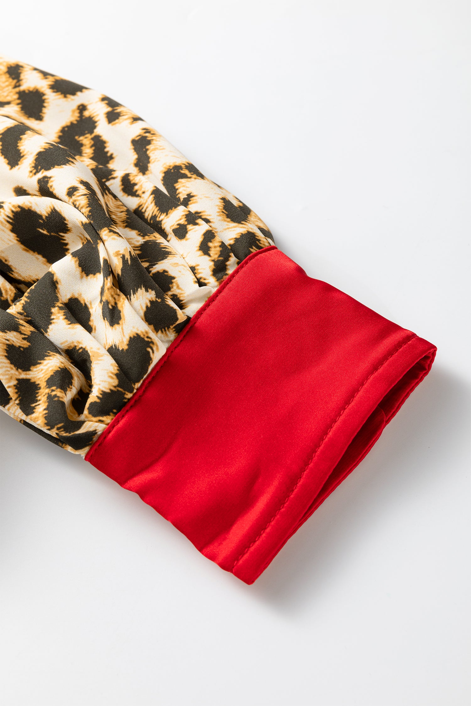 Khaki Leopard Print Contrast Trim Shirt | Sizes 8-22