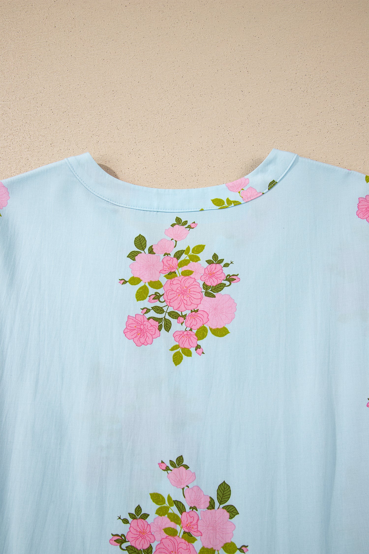 Women's Women's Floral Maxi Dress Flutter Sleeve Notched Neck Summer Holiday Pink Blue at LivelyLooks