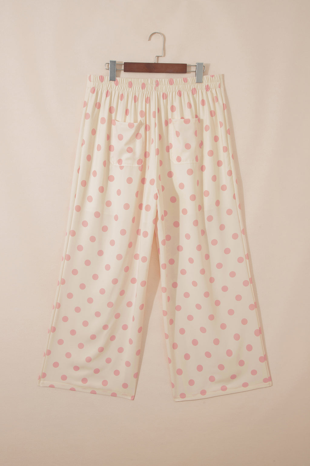 Shop Polka Dot Patched Pocket Mid-Rise Straight Leg Trousers S-XL at LivelyLooks