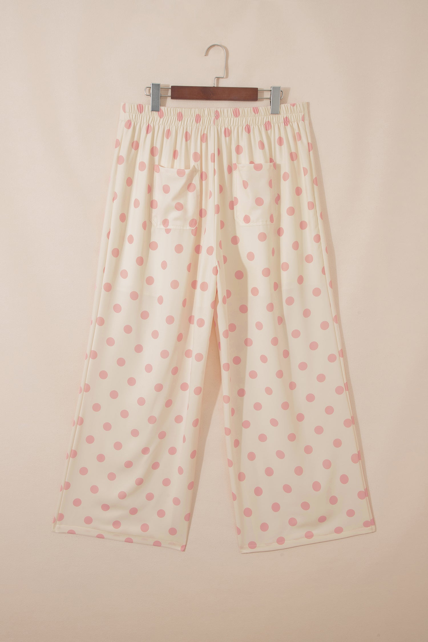 Shop Polka Dot Patched Pocket Mid-Rise Straight Leg Trousers S-XL at LivelyLooks