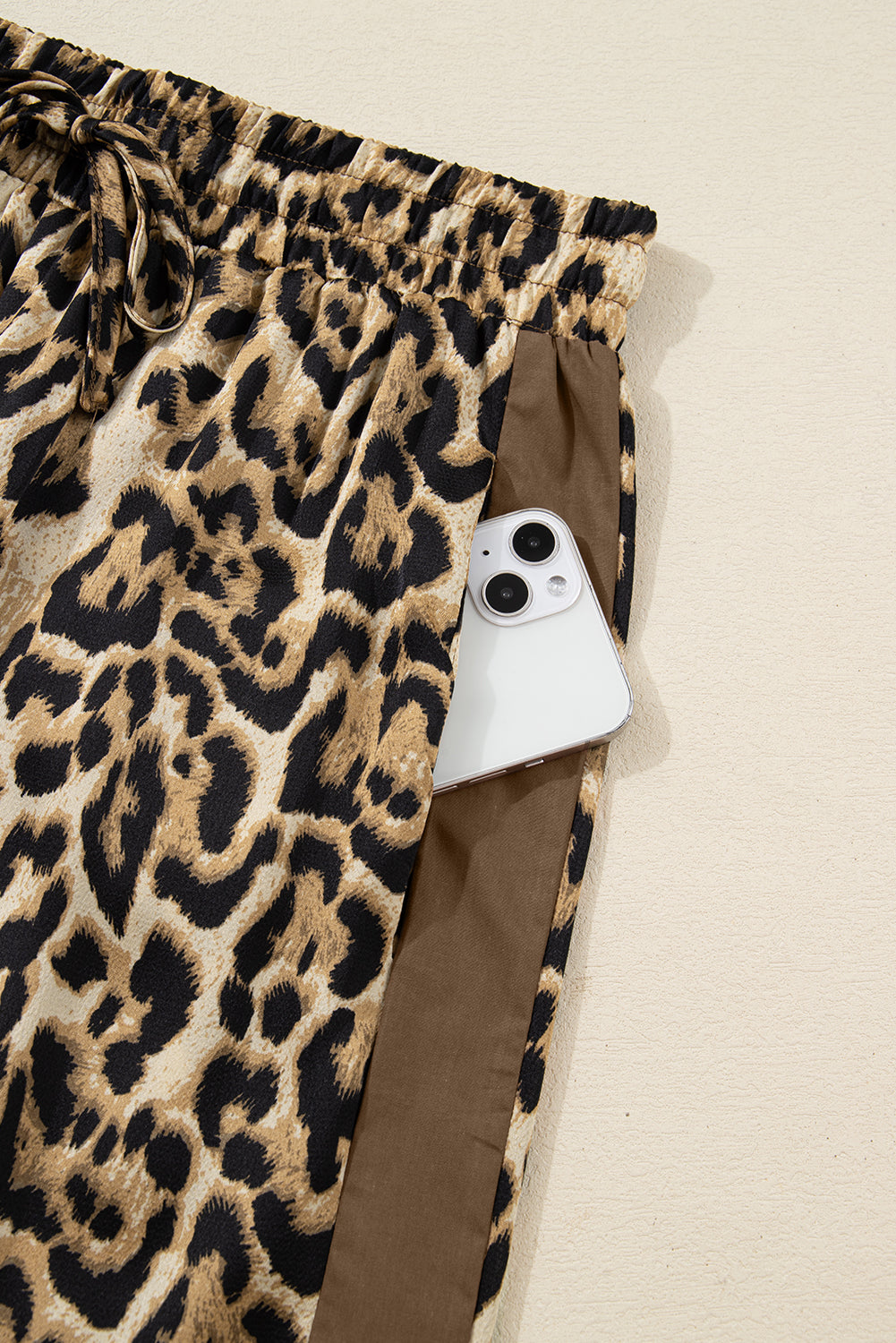 Brown Leopard Collared 3/4 Sleeve Shirt & Loose Pants Two Piece Set | UK 8–22