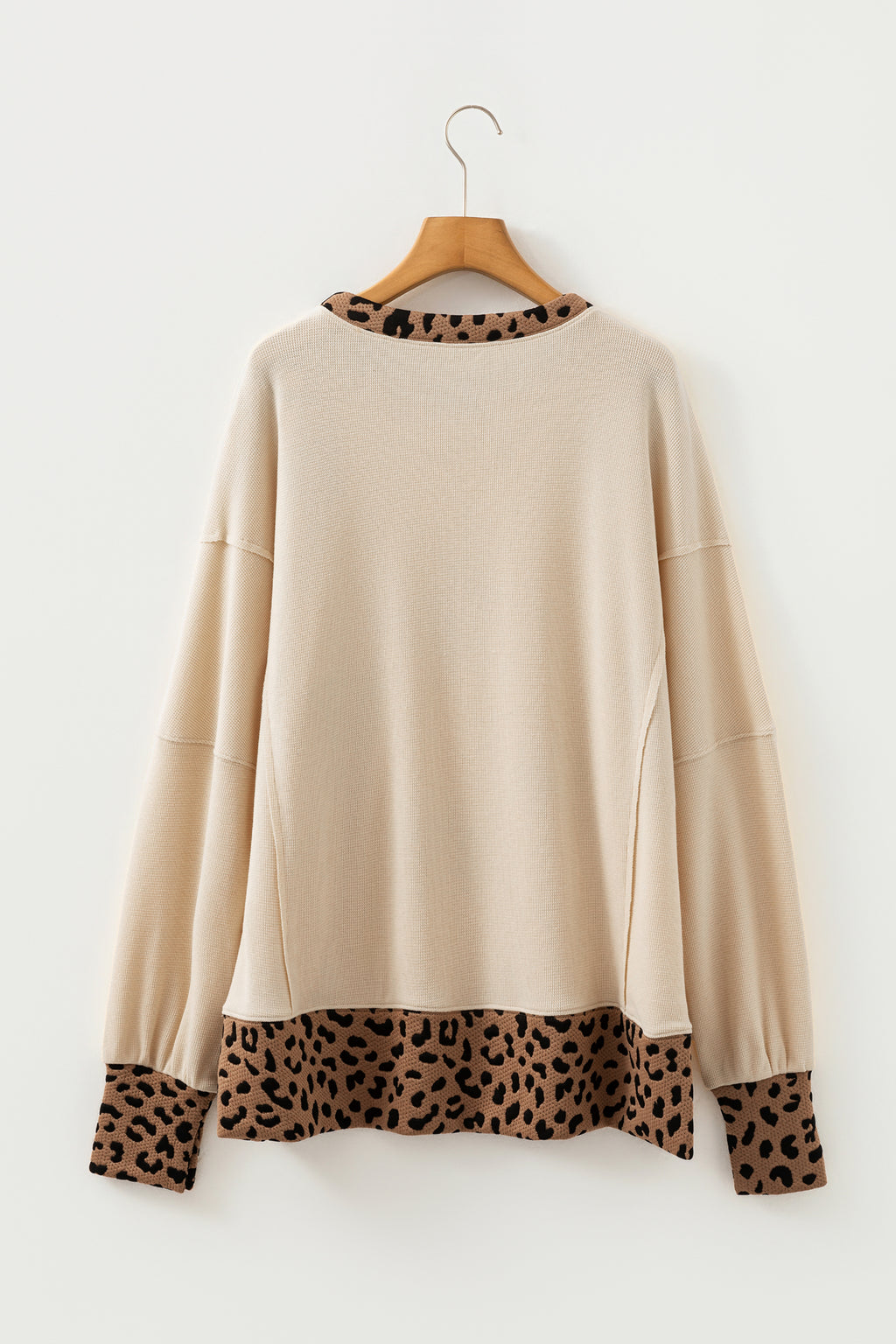 LivelyLooks Leopard Star Patchwork Baggy Sweatshirt Beige | Sizes S-XL women's fashion