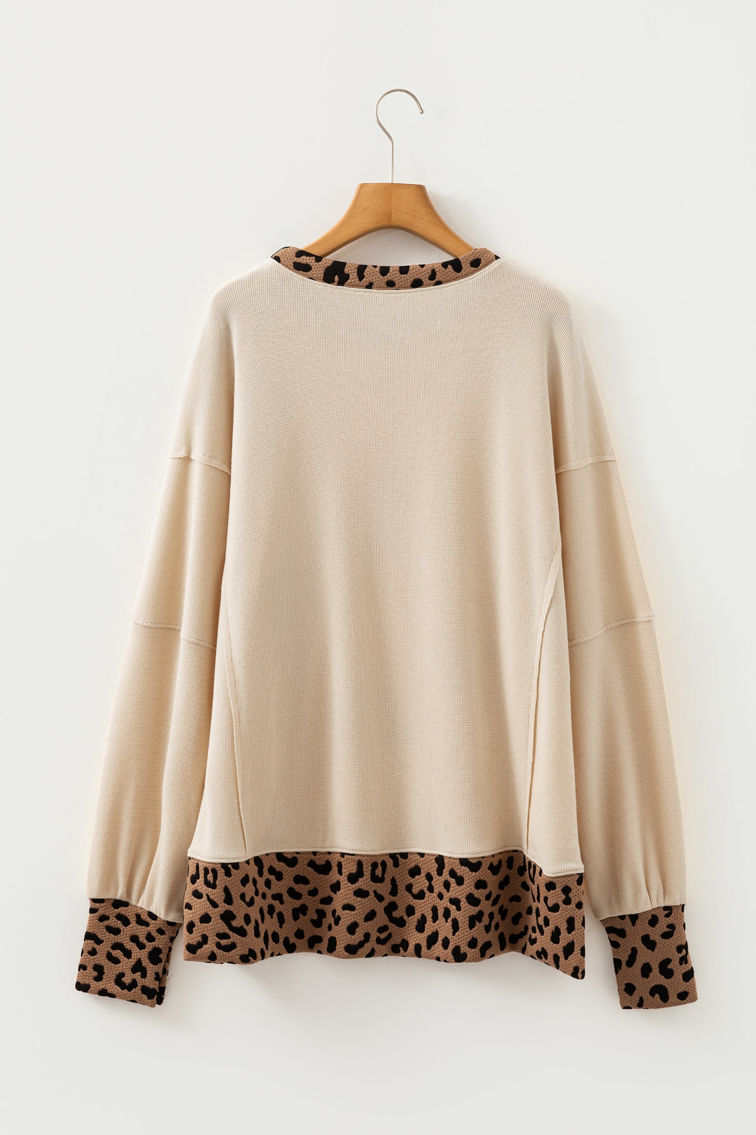 LivelyLooks Leopard Star Patchwork Baggy Sweatshirt Beige | Sizes S-XL women's fashion
