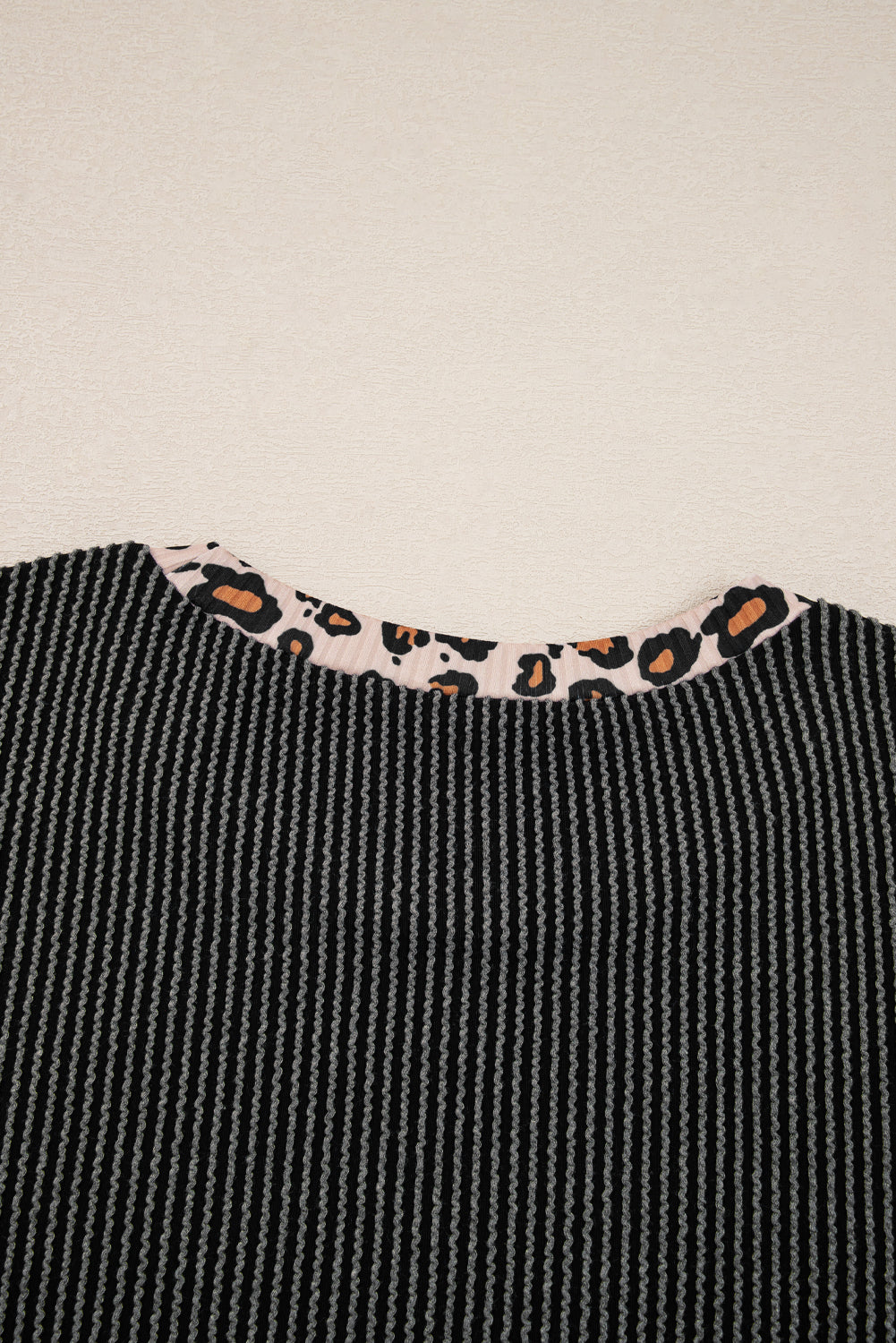 Carbon Grey Twisted Rib Leopard Patchwork Top & Pant Set | UK 8–22