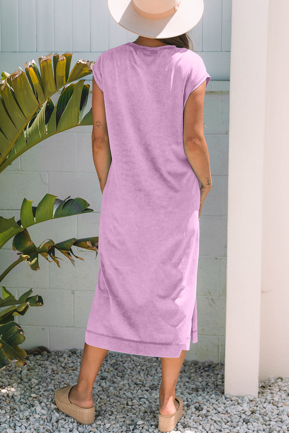 Wisteria Orange Aqua Mineral Wash Pocketed T-Shirt Long Dress S-XL