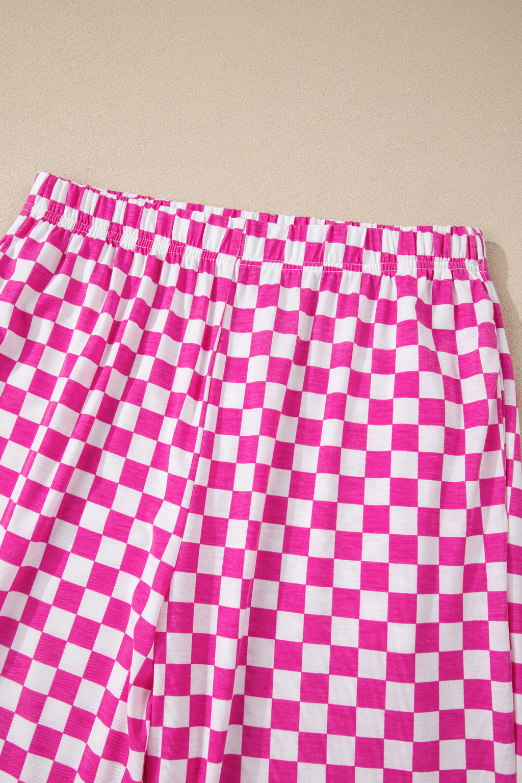 Rose Checkered Lounge Set Half Sleeve Tee & Pant 2pcs Women S-XL
